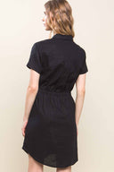 Terry Black Linen Mini Dress back