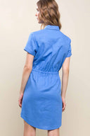 Terry Blue Linen Mini Dress back