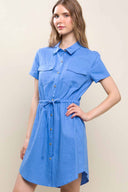Terry Blue Linen Mini Dress side