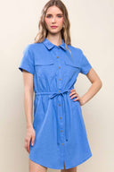 Terry Blue Linen Mini Dress