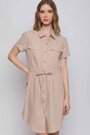 Terry Khaki Linen Mini Dress