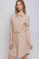 Terry Khaki Linen Mini Dress side