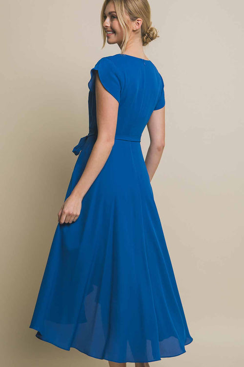 Luisa Blue Ruffled Midi Dress back