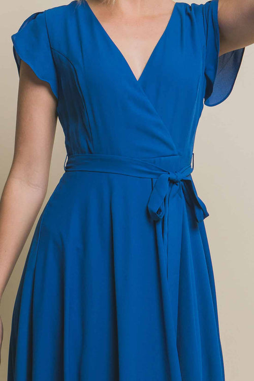 Luisa Blue Ruffled Midi Dress details