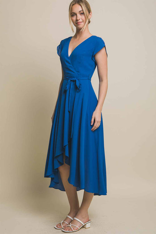 Luisa Blue Ruffled Midi Dress side