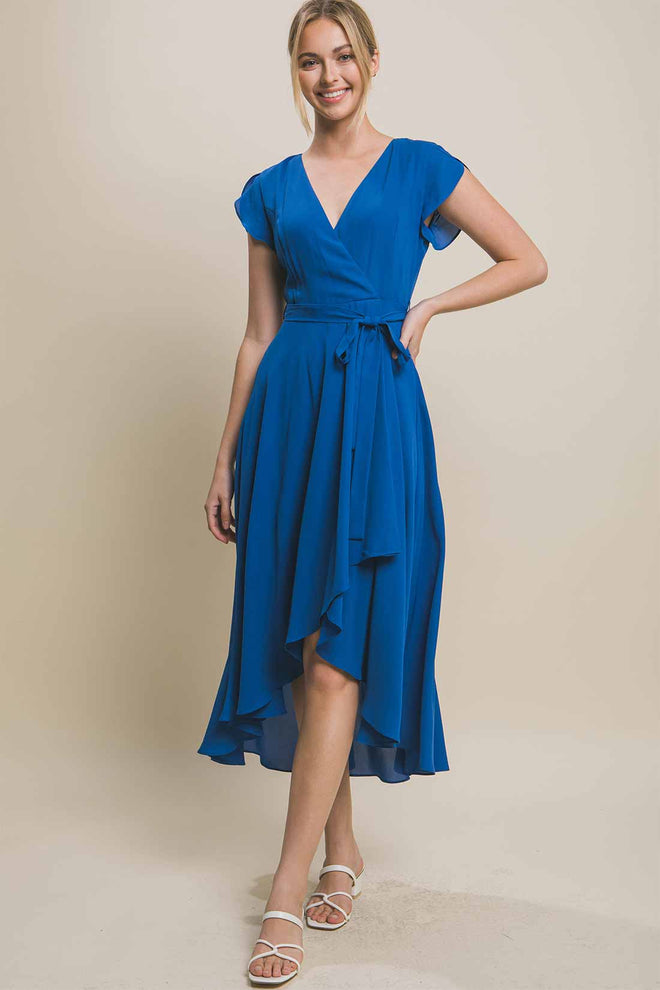 Luisa Blue Ruffled Midi Dress