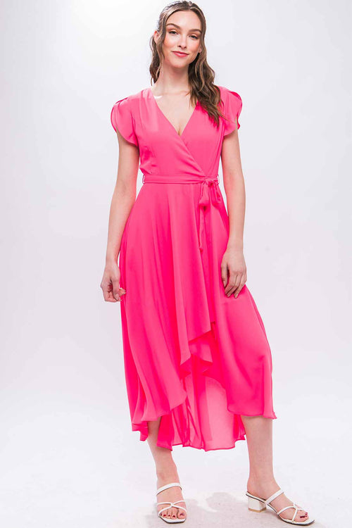 Luisa Fuchsia Ruffled Midi Dress