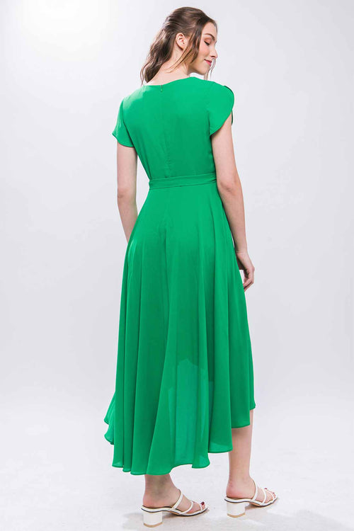 Luisa Green Ruffled Midi Dress back