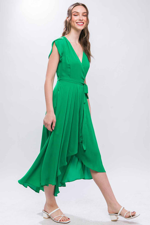 Luisa Green Ruffled Midi Dress side