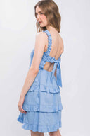 Didi Light Blue Smocked Mini Dress back