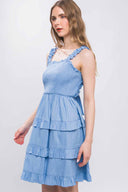 Didi Light Blue Smocked Mini Dress side