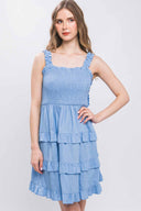 Didi Light Blue Smocked Mini Dress