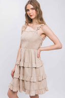 Didi Khaki Smocked Mini Dress side