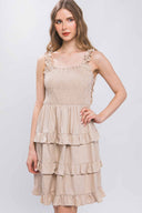 Didi Khaki Smocked Mini Dress