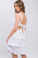 Didi White Smocked Mini Dress back