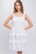 Didi White Smocked Mini Dress