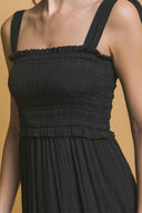 Black Pleated Midi Dress details