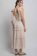 Natural Pleated Midi Dress back