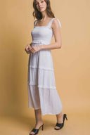 White Pleated Midi Dress side