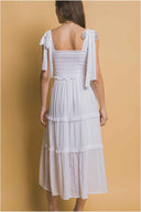 White Pleated Midi Dress back
