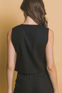 Black Vest Shorts Set back