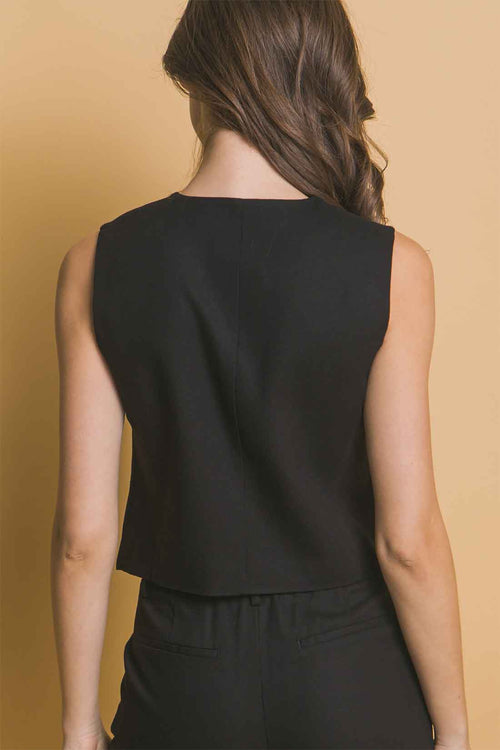 Black Vest Shorts Set back