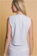 White Vest Shorts Set back
