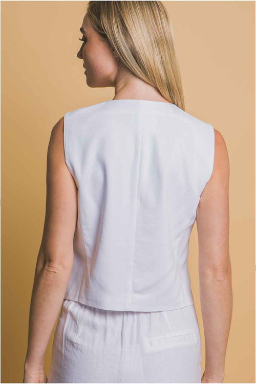 White Vest Shorts Set back