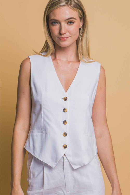 White Vest Shorts Set
