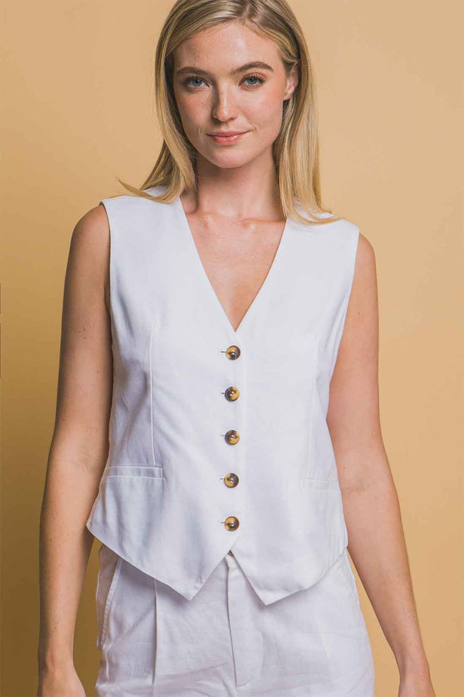 White Vest Shorts Set
