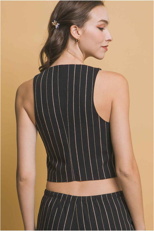 Black Tie Vest Pants Set back