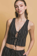 Black Tie Vest Pants Set front