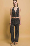Black Tie Vest Pants Set front