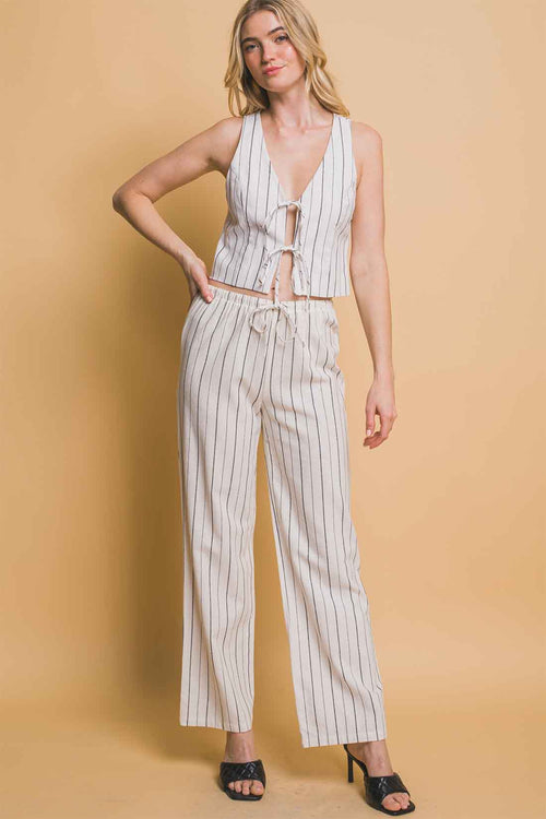 Natural Tie Vest Pants Set