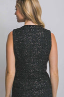 Black Sequin Tweed Shorts Set back