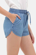 Pamela Blue Tencel Shorts side