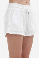 Claire White Linen Shorts side