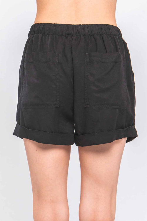 Rita Black Tencel Shorts back