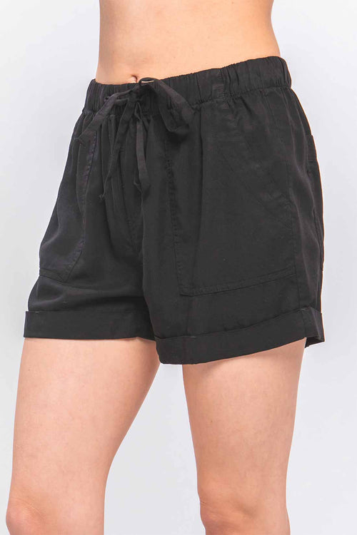 Rita Black Tencel Shorts side