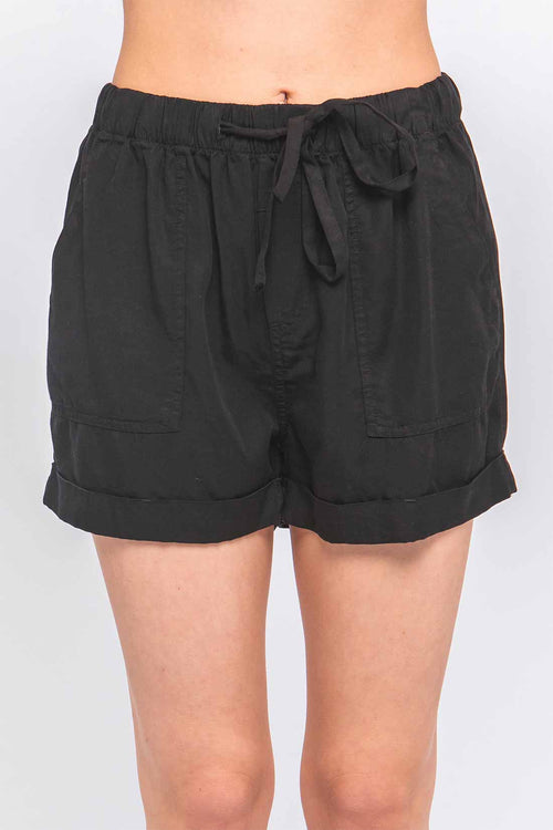 Rita Black Tencel Shorts