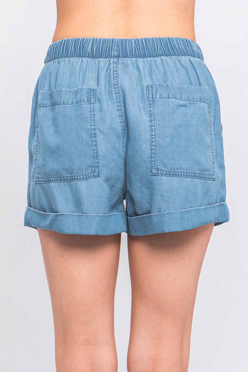 Rita Blue Tencel Shorts back