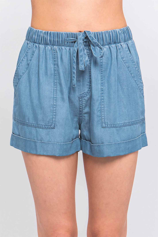 Rita Blue Tencel Shorts