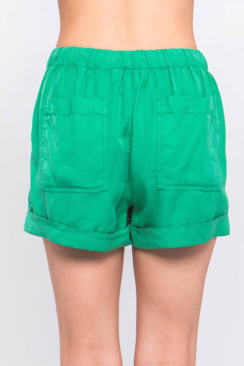 Rita Green Tencel Shorts back