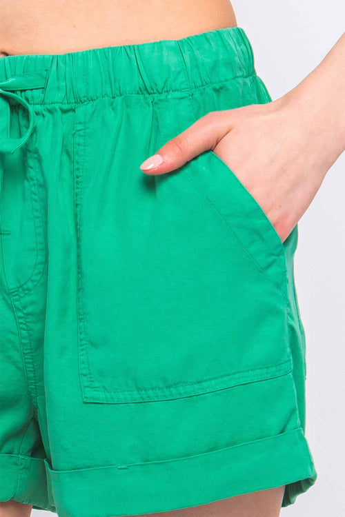 Rita Green Tencel Shorts detail