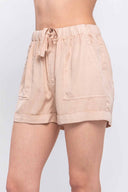 Rita Khaki Tencel Shorts side