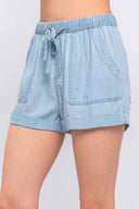 Rita Light Blue Tencel Shorts side