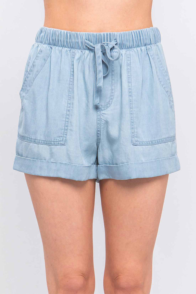 Rita Light Blue Tencel Shorts