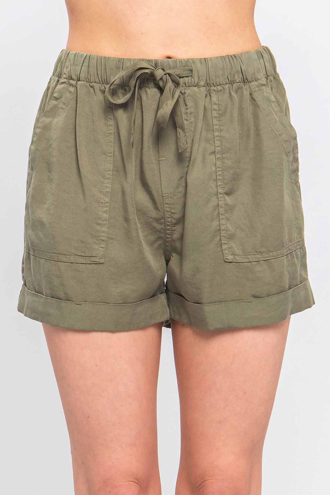Rita Olive Tencel Shorts