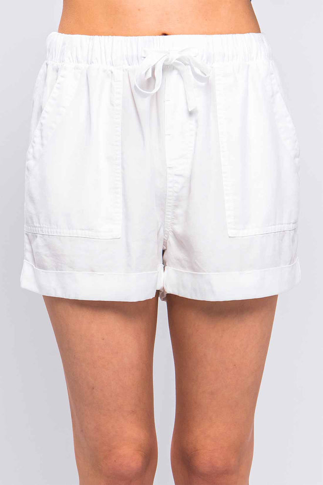 Rita White Tencel Shorts