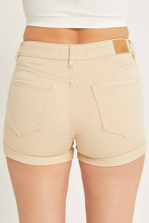 Yira Khaki Mid Rise Denim Shorts back